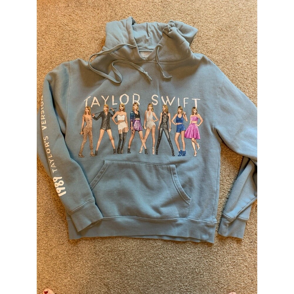 Taylor Swift Taylor's Version 1989 Eras Tour Blue Hoodie Sweatshirt Small EUC